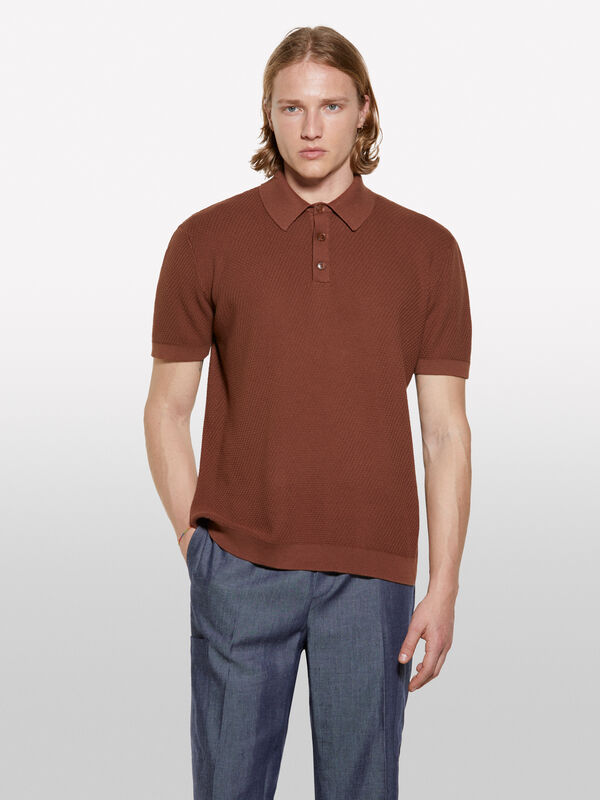 Braunes gestricktes Poloshirt - polo für herren | Sisley