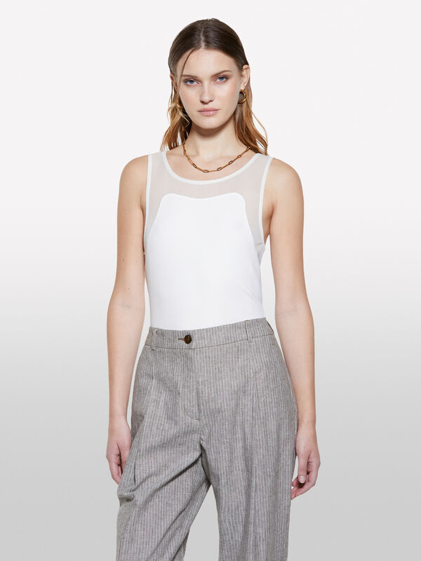 Weißes Tanktop mit Tüll - top für damen | Sisley