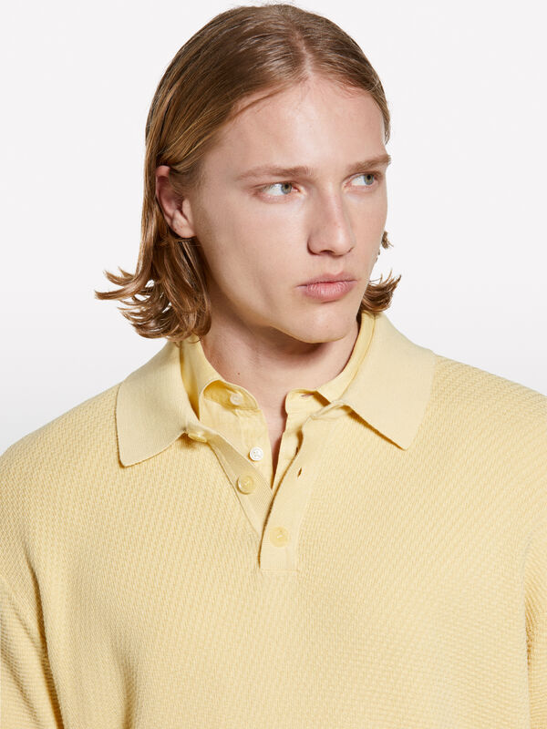Gelbes gestricktes Poloshirt - polo für herren | Sisley