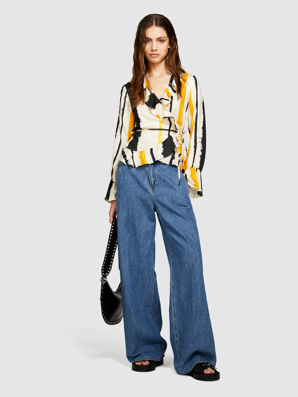 Fließende Jeans wide leg - palazzo jeans für damen | Sisley