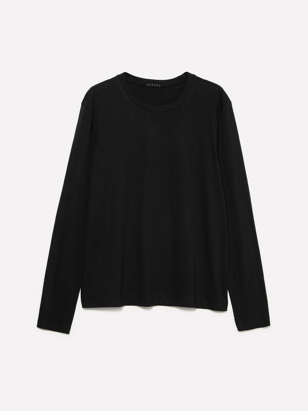 Schwarzes Langarm-T-Shirt Schwarzes Langarm-T-Shirt - langärmeliges t-shirt für damen | Sisley