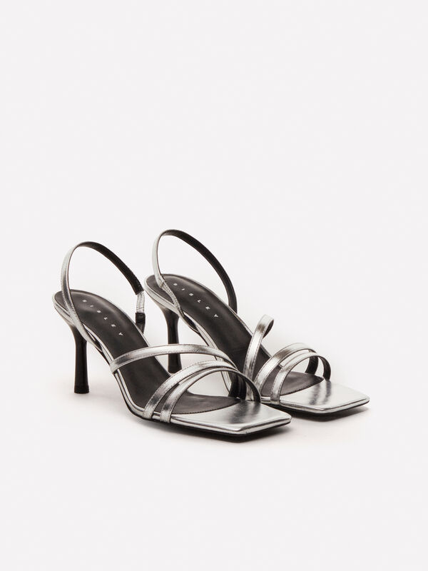Silberne Sandalen aus 100% Leder - damenschuhe mit absatz | Sisley