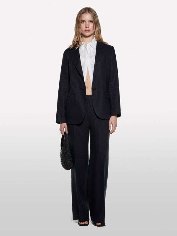 Schwarzer Blazer aus 100% Leinen Schwarzer Blazer aus 100% Leinen - blazer für damen | Sisley