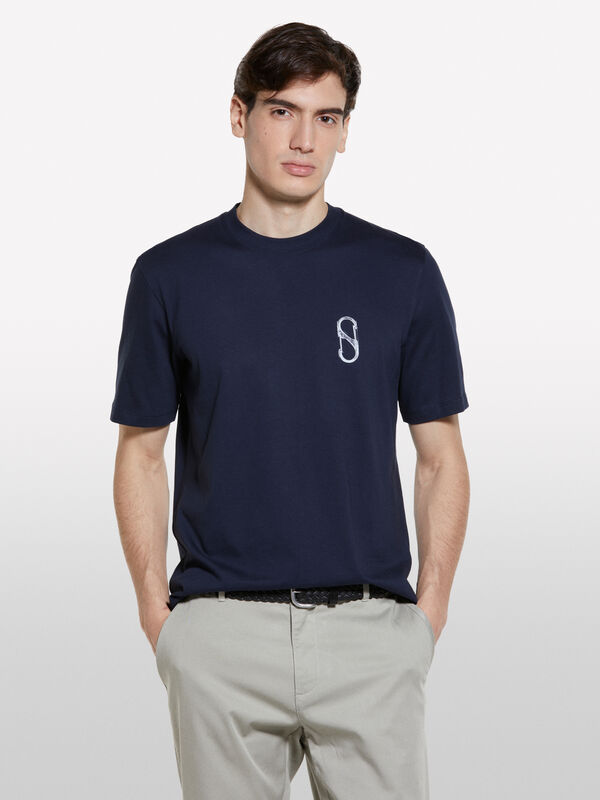 Blaues T-Shirt mit Druck - kurzärmeliges t-shirt für herren | Sisley