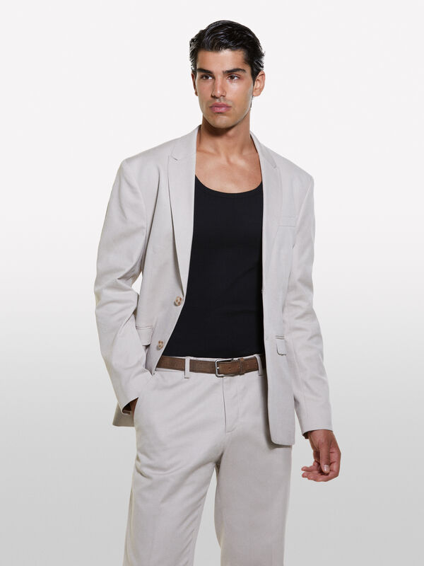 Ma&szlig;geschneiderter Blazer in Beige slim comfort fit - blazer f&uuml;r herren | Sisley