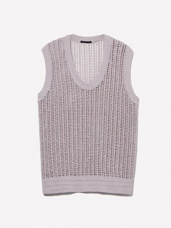 Beige perforierter Pullover Beige perforierter Pullover - rundhalspullover für damen | Sisley