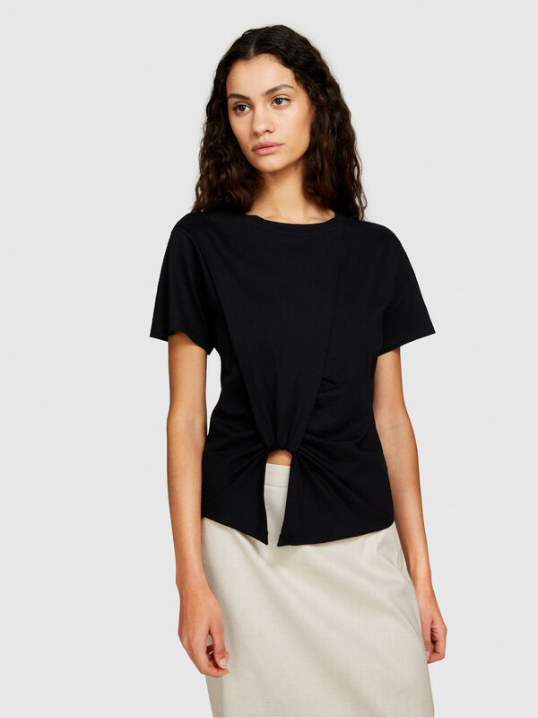 T-Shirt mit Knoten - kurzärmeliges t-shirt für damen | Sisley