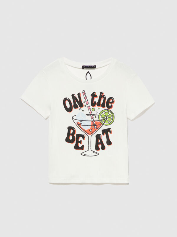 T-Shirt mit Print und Cut-out - kurzärmeliges t-shirt für mädchen | Sisley Young
