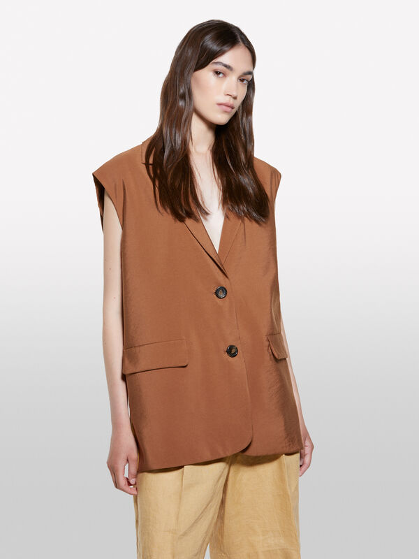 Braune Weste mit Knittereffekt - westen und pullunder für damen | Sisley