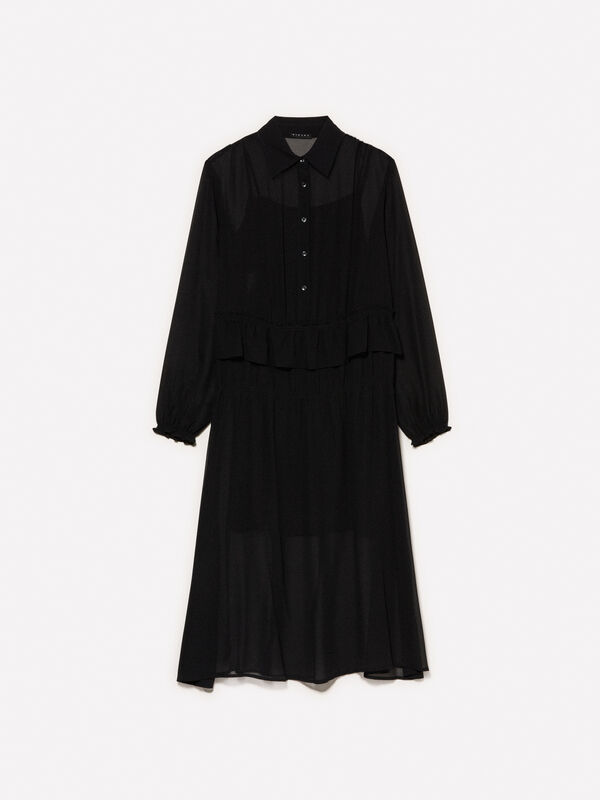 Langes Kleid mit Rüschen - lange kleider für damen | Sisley