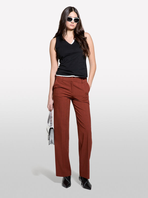 Garngefärbte Hose Farbe verbrannte Erde Garngefärbte Hose Farbe verbrannte Erde - regular hosen für damen | Sisley