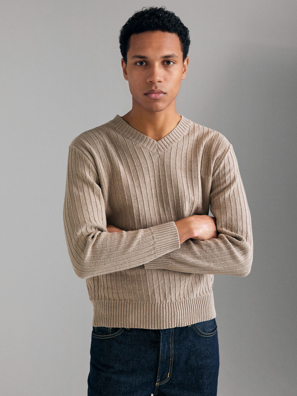V NECK SWEATER L/S Herren image number null