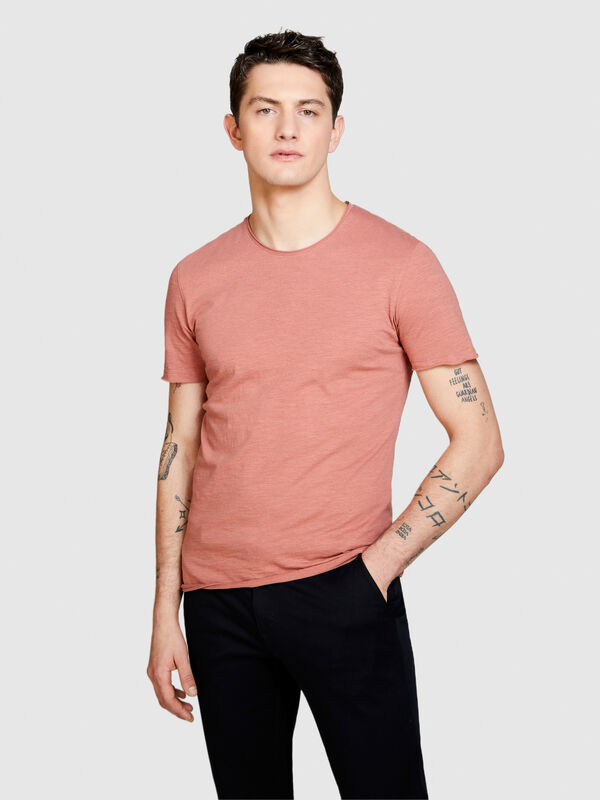 T-Shirt mit nicht gesäumten Rand - kurzärmeliges t-shirt für herren | Sisley