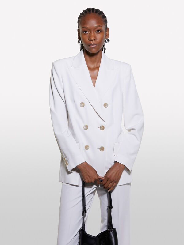 Zweireihiger Blazer in creme - blazer f&uuml;r damen | Sisley