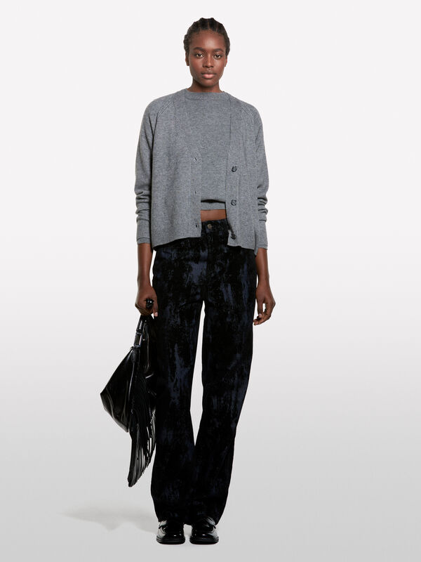 Dunkelgrau melierter Rundhalspullover - rundhalspullover für damen | Sisley