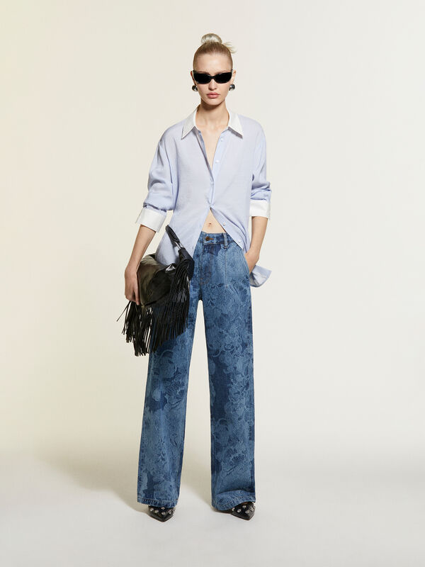 Hellblau gestreiftes Hemd mit bequemer Passform - hemden für damen | Sisley