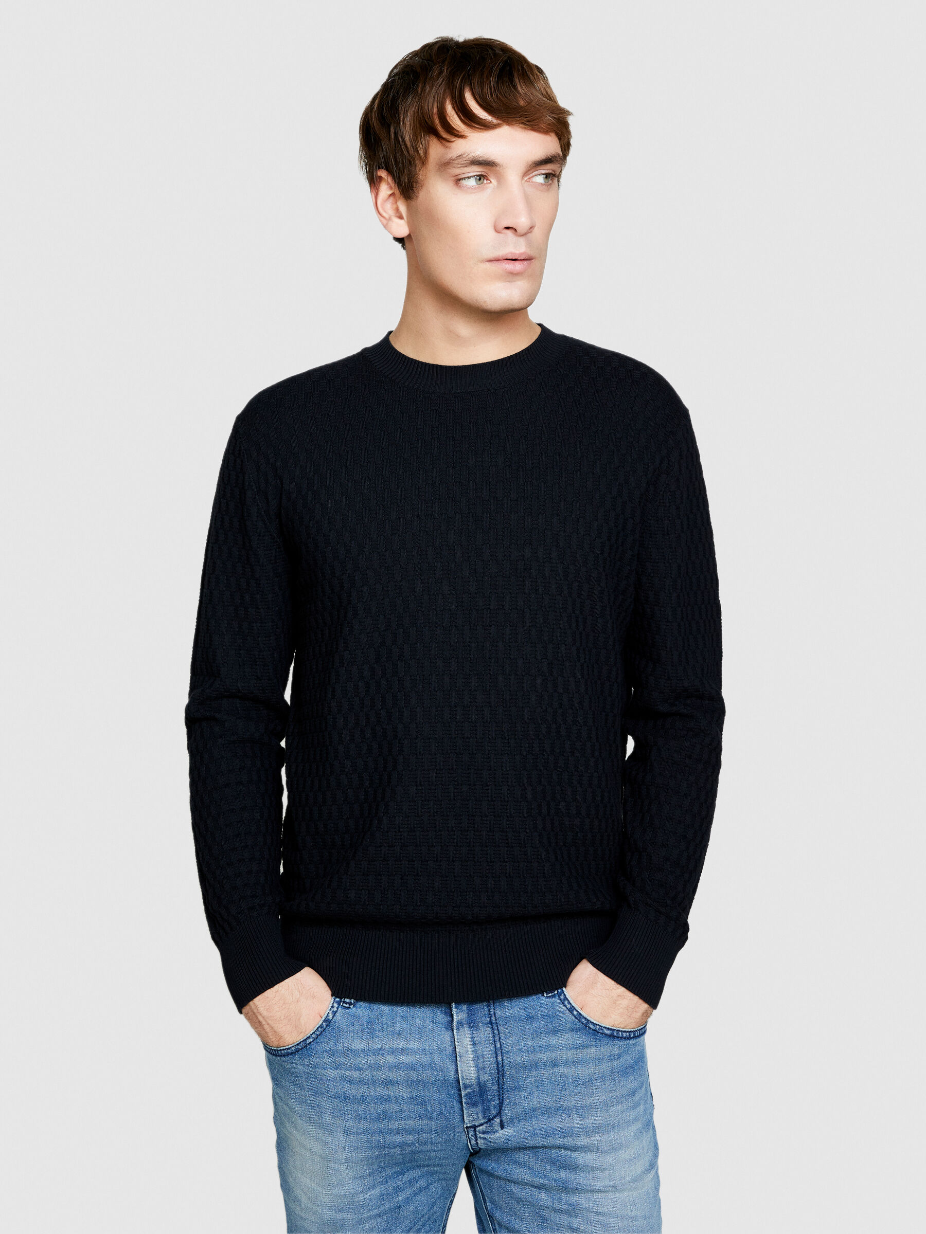 Einfarbiger Pullover, Schwarz - Sisley