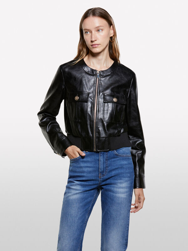 Vintage schwarze kurze Jacke - jacketts und jacken für damen | Sisley