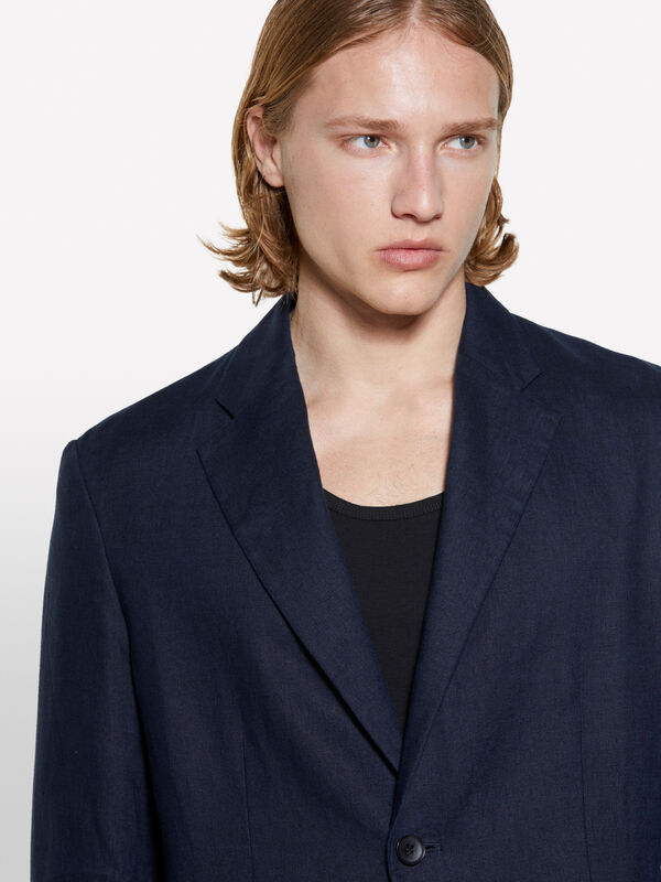 Dunkelblauer Blazer aus 100% Leinen - blazer für herren | Sisley