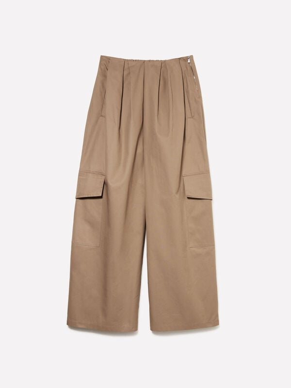 Beige Cargohose mit Bundfalten Beige Cargohose mit Bundfalten - joggers hosen für damen | Sisley