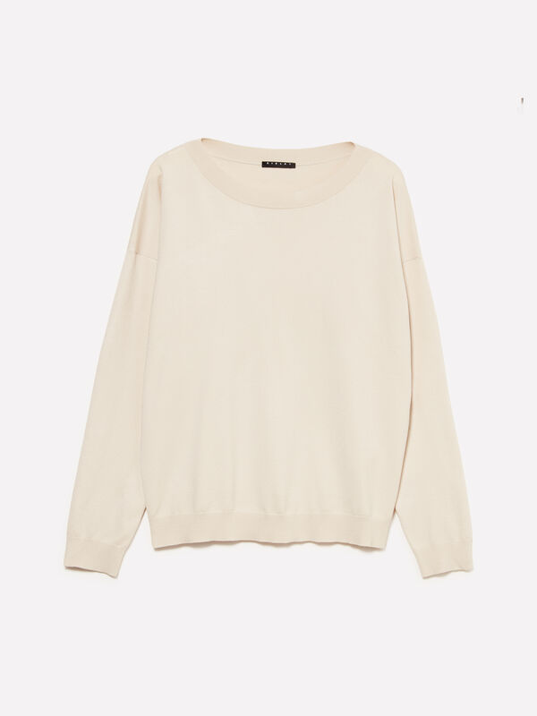 Beiger Pullover mit U-Boot-Ausschnitt - pullover u-bootausschnitt für damen | Sisley