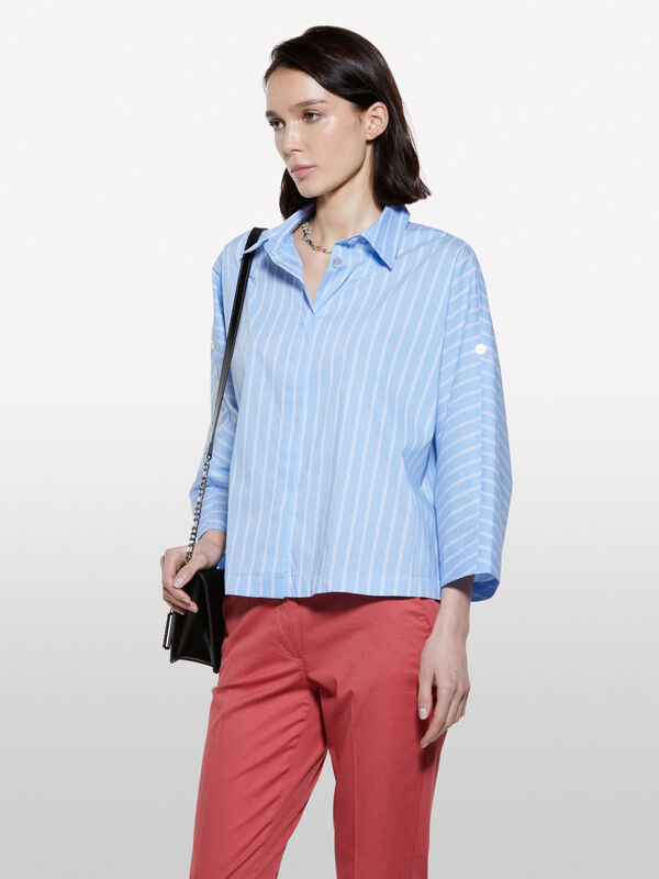 Gestreiftes hellblaues Hemd - hemden für damen | Sisley