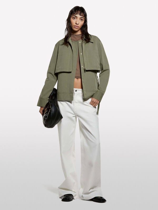 Dunkelgrüner Parka mit Schößchen Dunkelgrüner Parka mit Schößchen - jacketts und jacken für damen | Sisley