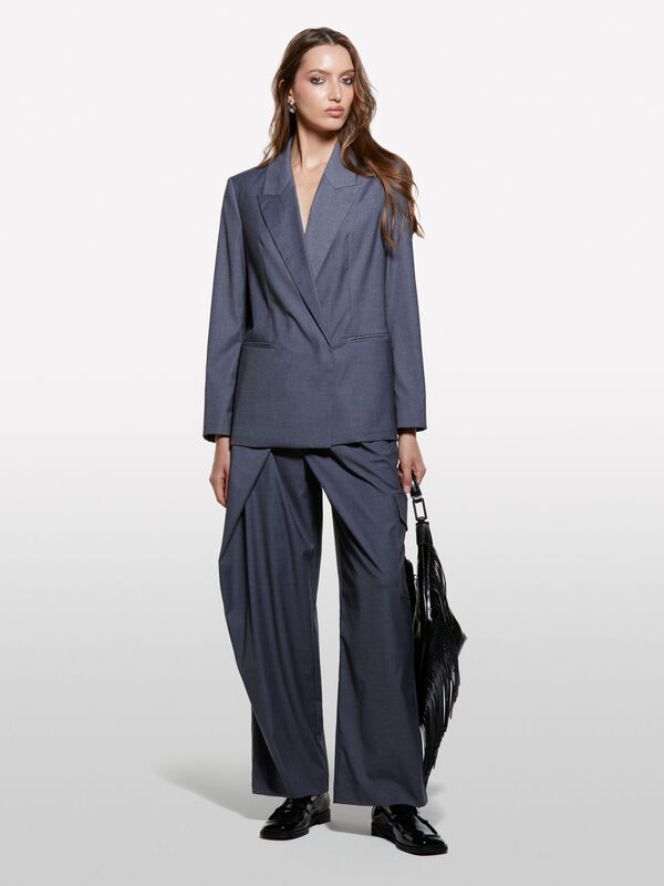 Grauer Blazer mit Gürtel - blazer für damen | Sisley
