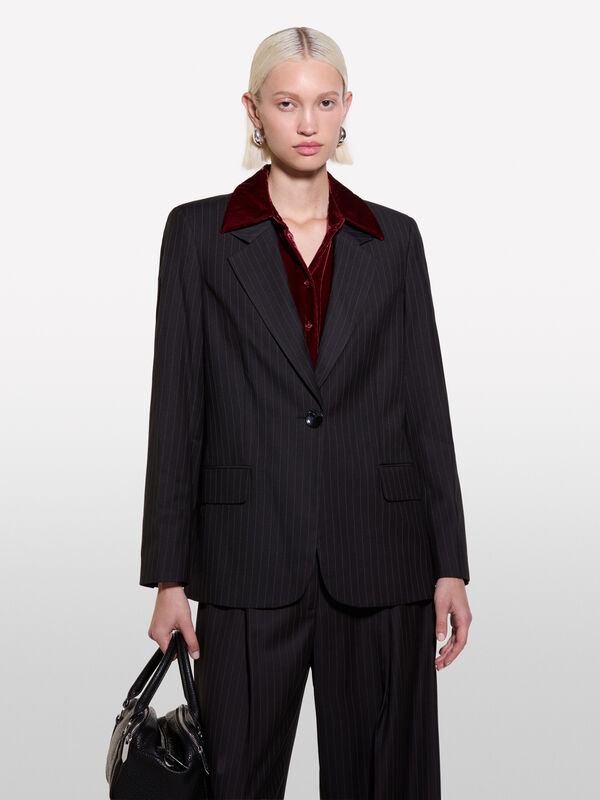Nadelstreifen-Blazer in Dunkelgrau - blazer für damen | Sisley