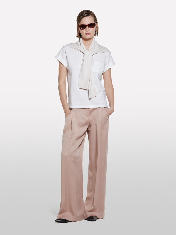 Weißes T-Shirt mit Tasche - kurzärmeliges t-shirt für damen | Sisley