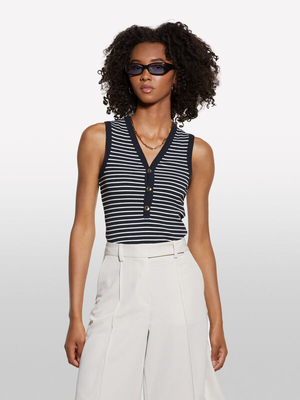 Gestreiftes Top mit Knöpfen - top für damen | Sisley