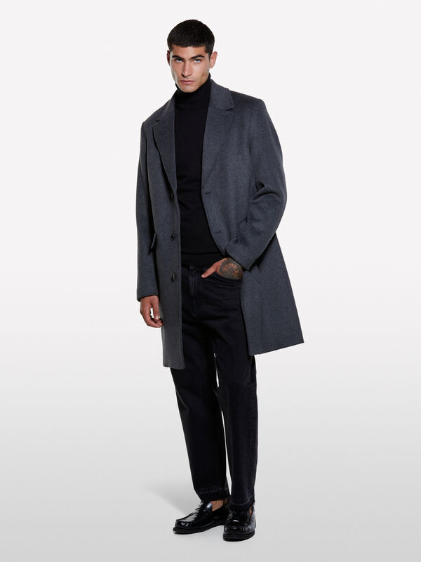 Schwarzer Pullover mit hohem Kragen - pullover hoher kragen für herren | Sisley