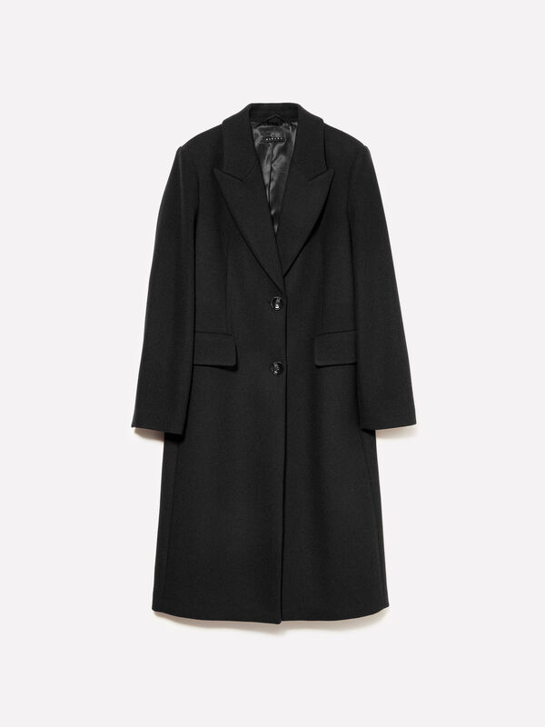 Schwarzer einreihiger Mantel - mäntel für damen | Sisley