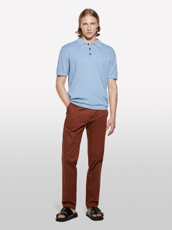 Hellblaues Poloshirt mit normaler Passform aus Leinenmischung - polo für herren | Sisley