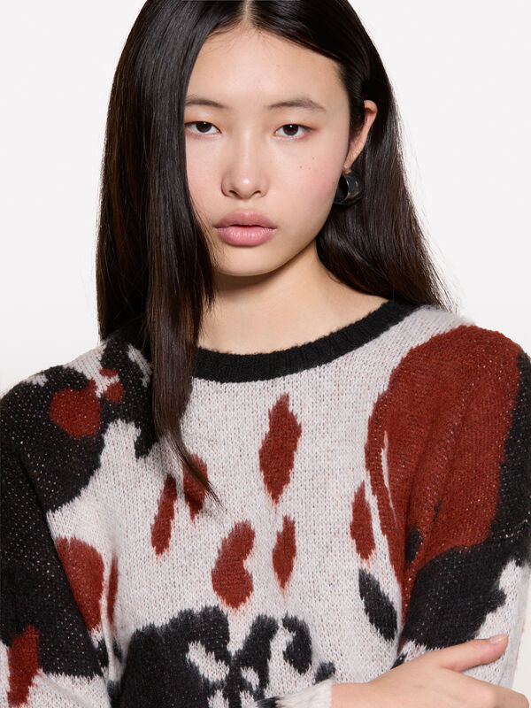 Pulli mit Animal-Print in Beige - rundhalspullover für damen | Sisley