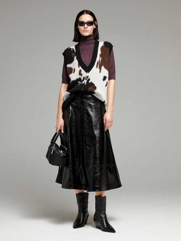 Pullunder mit Animal-Print in Beige - pullover v-ausschnitt für damen | Sisley