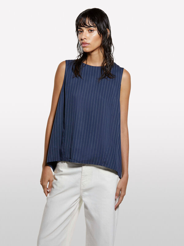 Nadelstreifen-Top mit offenem Rücken - top für damen | Sisley