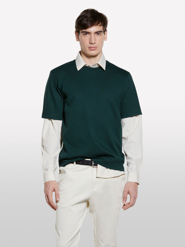 T-Shirt regular fit in Dunkelgrün - kurzärmeliges t-shirt für herren | Sisley