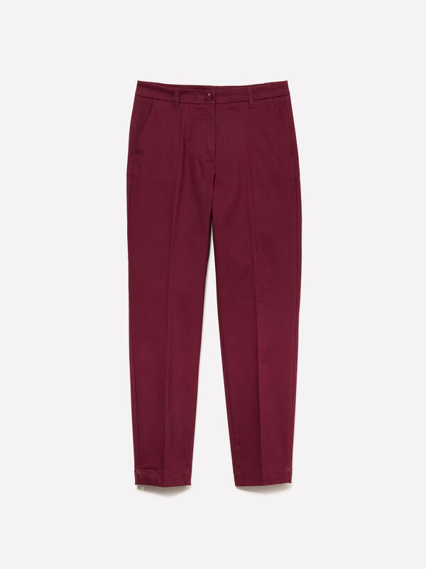 Burgunderrote Slim-Fit-Chinos - slim fit hosen für damen | Sisley