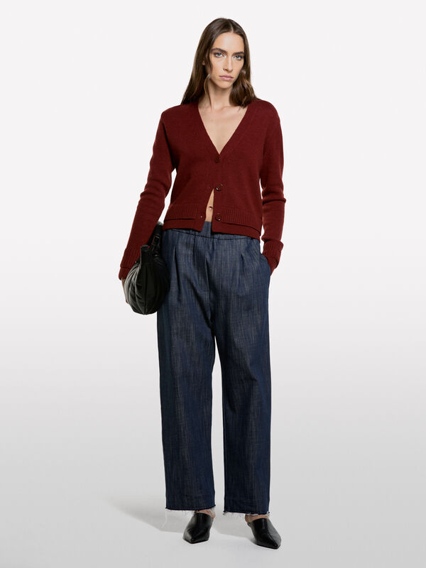 Strickjacke mit doppeltem Rippenmuster - null | Sisley