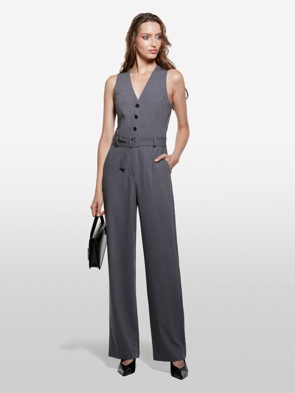 Grauer Palazzo-Anzug - overalls jumpsuits für damen | Sisley