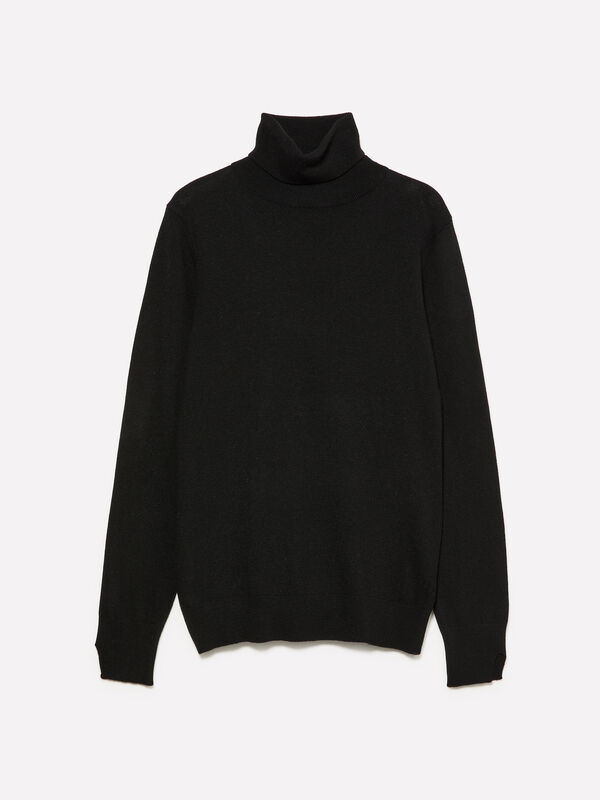 Schwarzer Rollkragenpullover - pullover hoher kragen für damen | Sisley