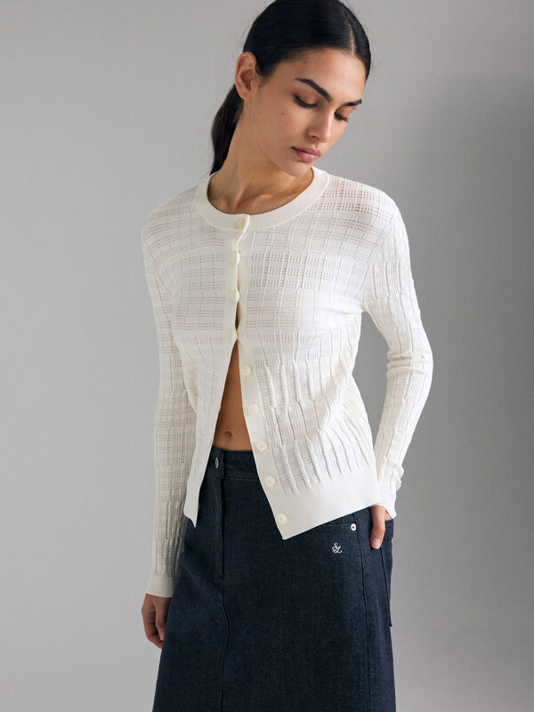 Strukturierte Strickjacke - cardigans f&uuml;r damen | Sisley