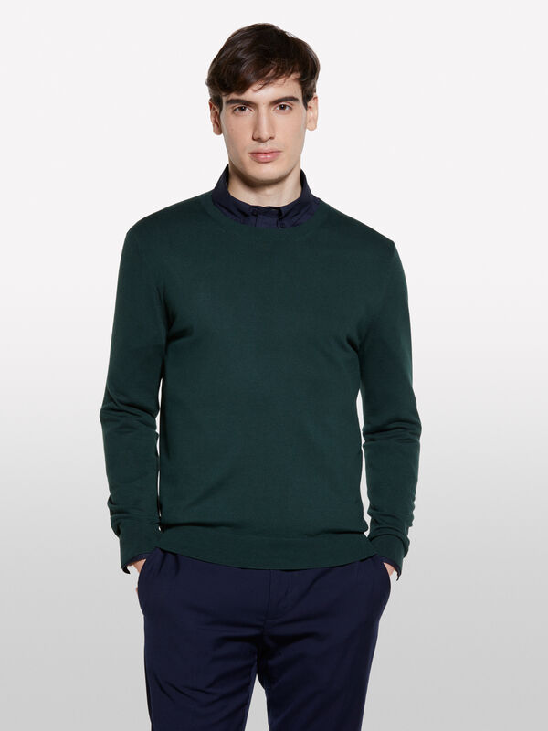 Pulli regular fit in dunkelgrün - rundhalspullover für herren | Sisley
