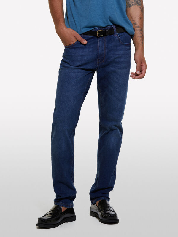 Jeans Boston slim fit in Dunkelblau mit Vintage-Effekt - slim fit jeans für herren | Sisley