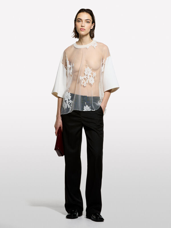 Schwarze gerade Hose - hosen mit hoher taille für damen | Sisley