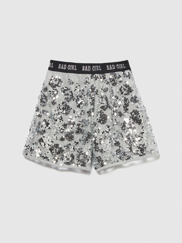 Shorts in Mesh und Pailletten - shorts für mädchen | Sisley Young