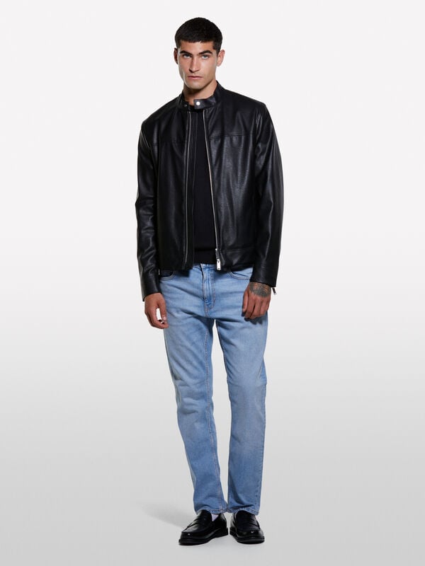 Schwarze Bikerjacke im Slim Fit Schwarze Bikerjacke im Slim Fit - jacketts und jacken für herren | Sisley