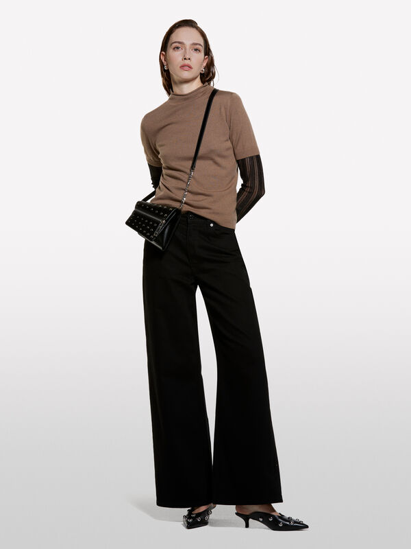 Schwarze Jeans im Wide Fit Style 72 - palazzo jeans für damen | Sisley