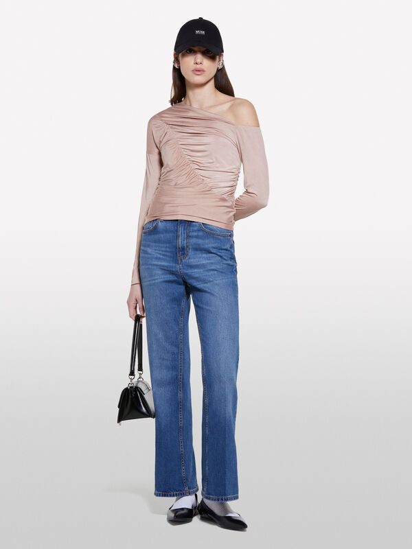 Braunes T-Shirt mit Krausung - top für damen | Sisley